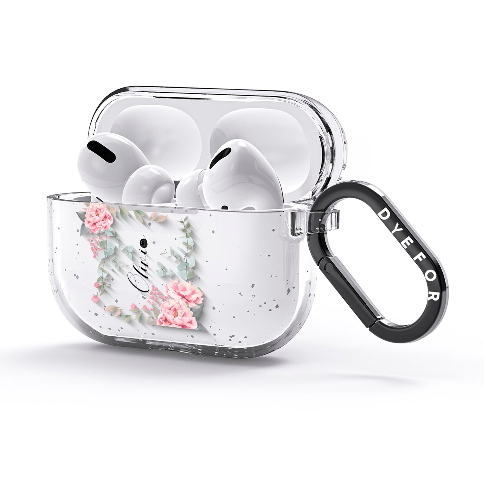 Custom Decorative Floral AirPods Glitter Case 3rd Gen Side Image