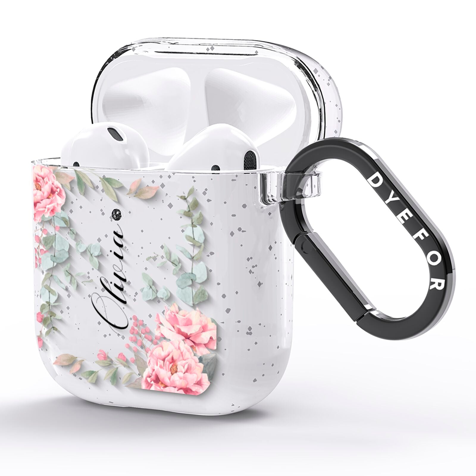 Custom Decorative Floral AirPods Glitter Case Side Image