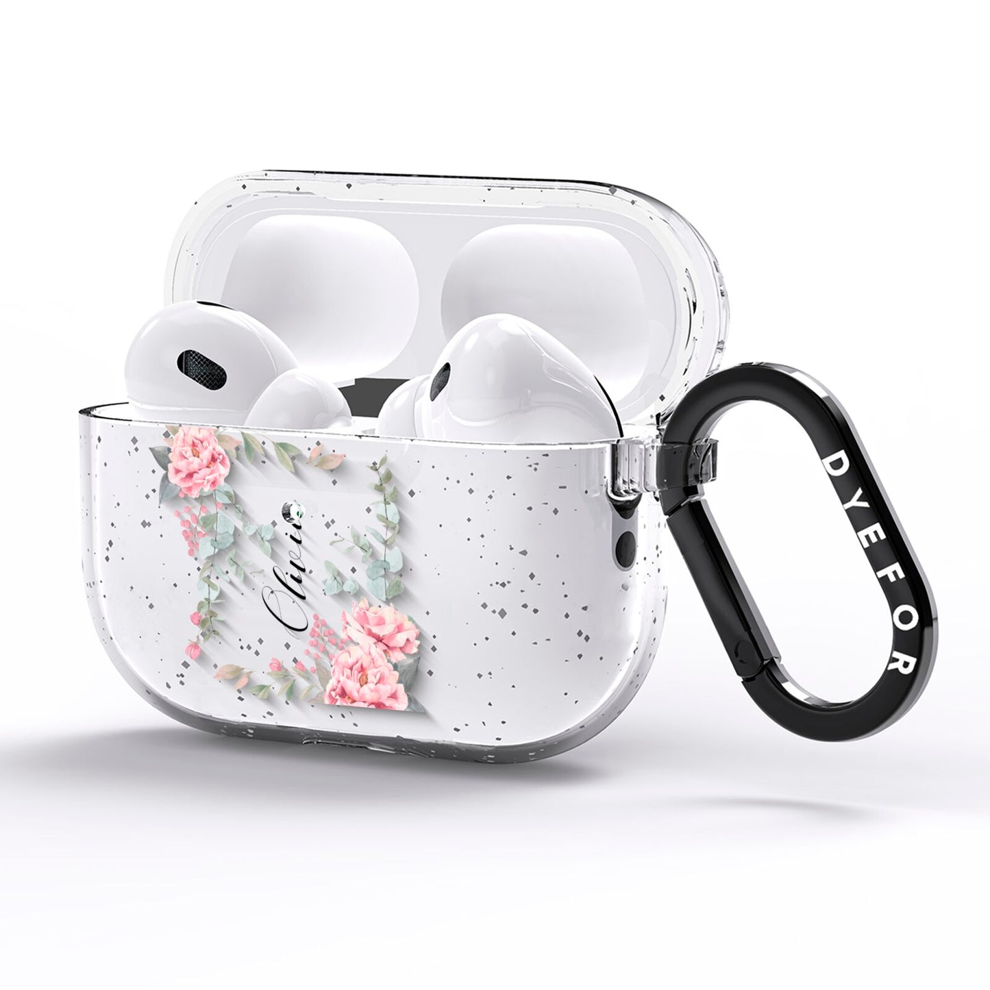 Custom Decorative Floral AirPods Pro Glitter Case Side Image