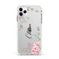 Custom Decorative Floral Apple iPhone 11 Pro Max in Silver with White Impact Case