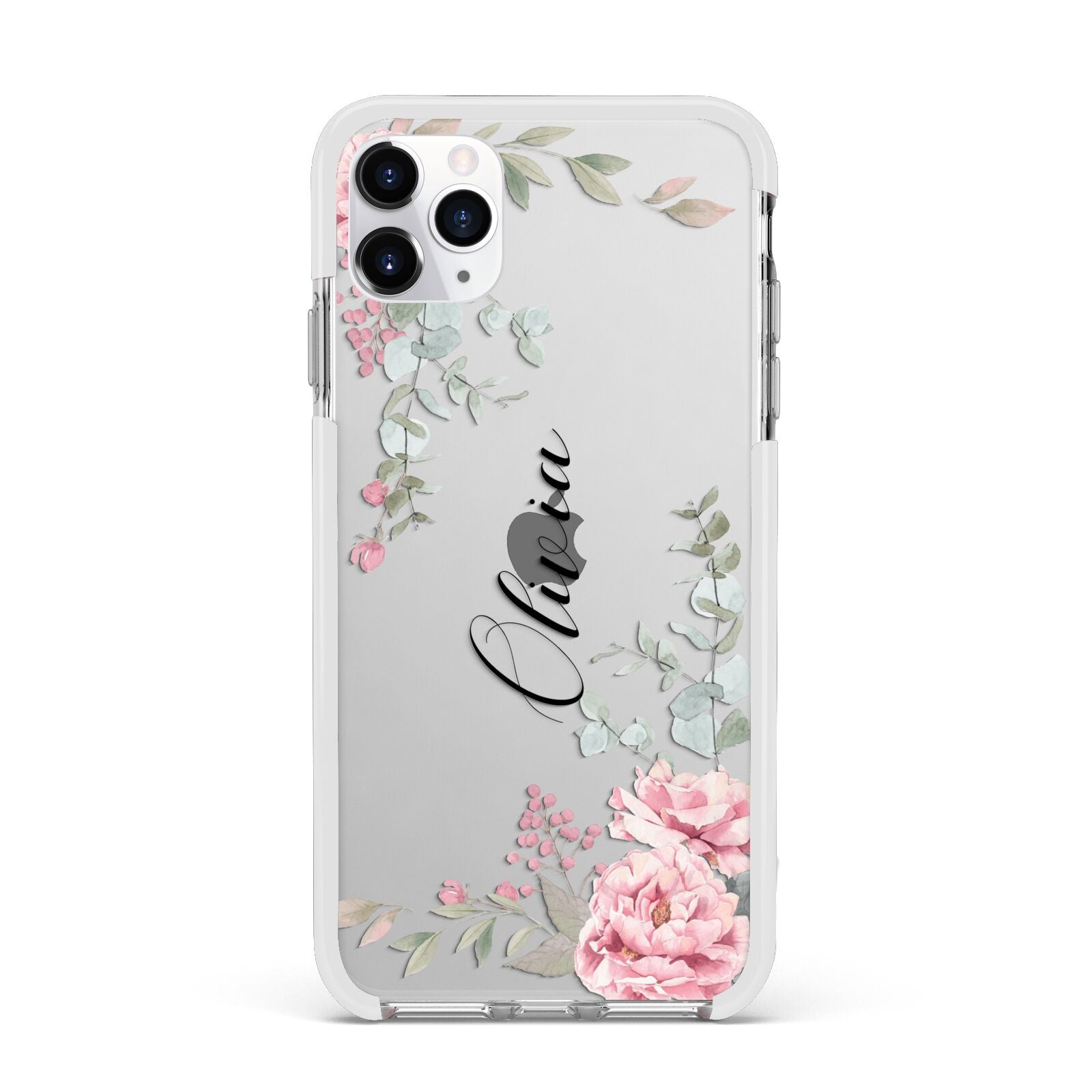 Custom Decorative Floral Apple iPhone 11 Pro Max in Silver with White Impact Case