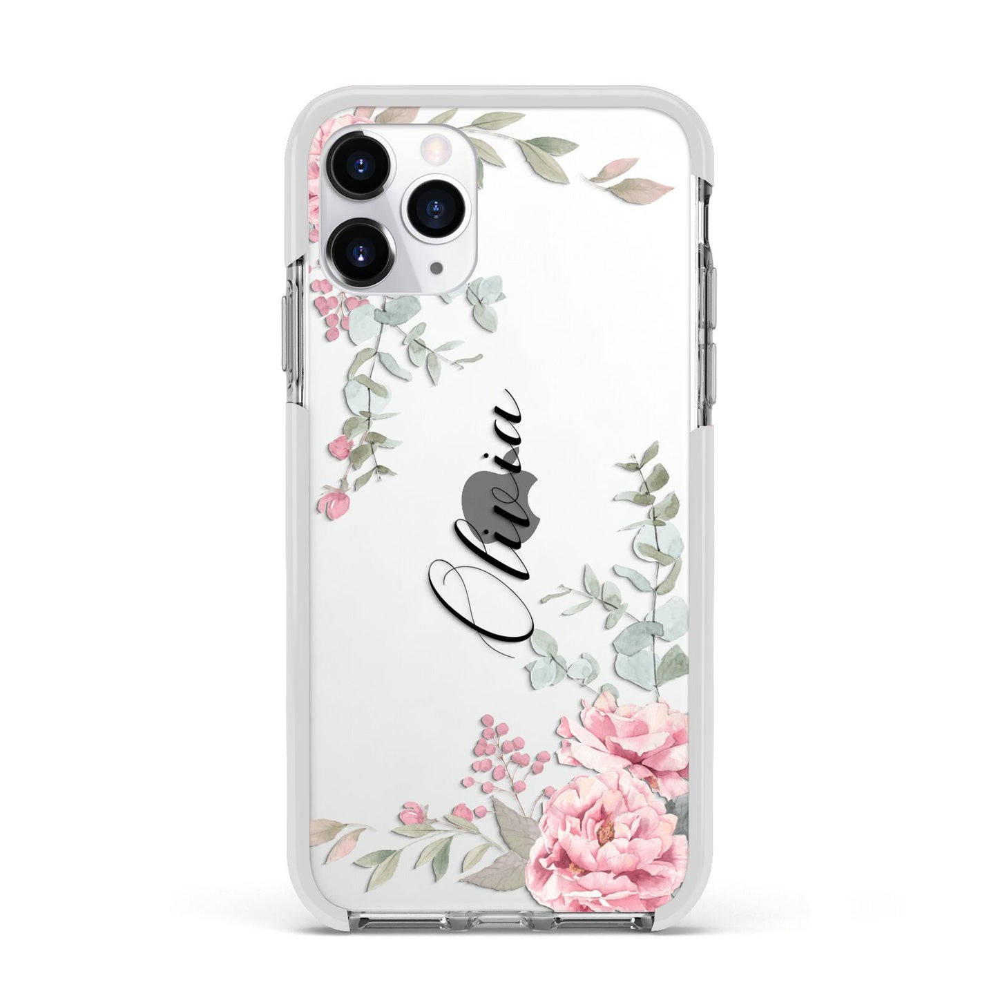 Custom Decorative Floral Apple iPhone 11 Pro in Silver with White Impact Case