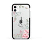 Custom Decorative Floral Apple iPhone 11 in White with Black Impact Case