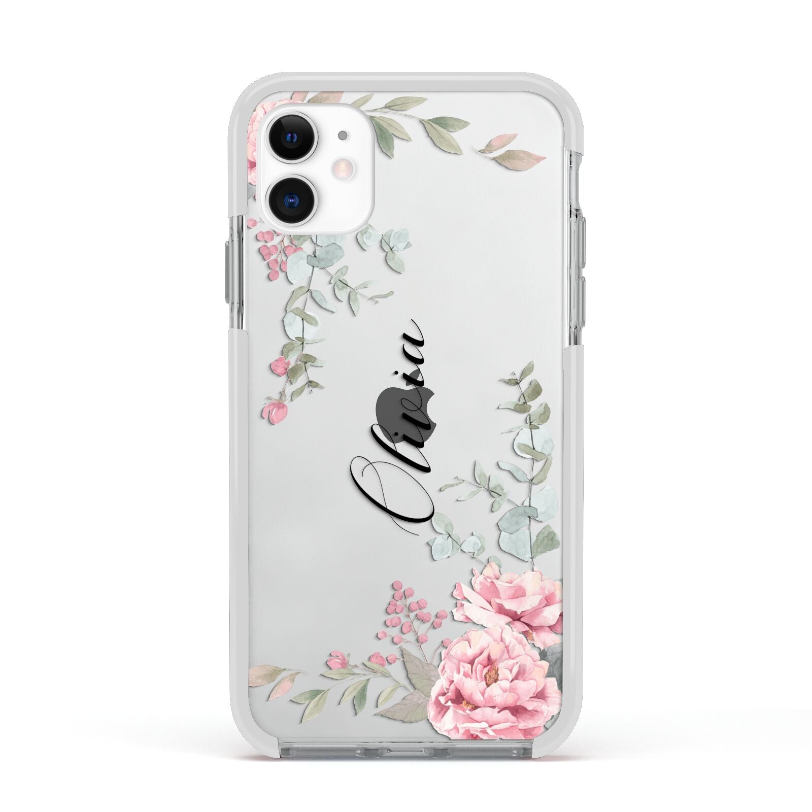 Custom Decorative Floral Apple iPhone 11 in White with White Impact Case