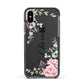 Custom Decorative Floral Apple iPhone Xs Impact Case Black Edge on Black Phone