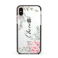 Custom Decorative Floral Apple iPhone Xs Impact Case Black Edge on Silver Phone