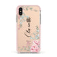 Custom Decorative Floral Apple iPhone Xs Impact Case Pink Edge on Gold Phone