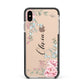 Custom Decorative Floral Apple iPhone Xs Max Impact Case Black Edge on Gold Phone