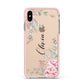 Custom Decorative Floral Apple iPhone Xs Max Impact Case Pink Edge on Gold Phone