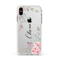 Custom Decorative Floral Apple iPhone Xs Max Impact Case White Edge on Silver Phone