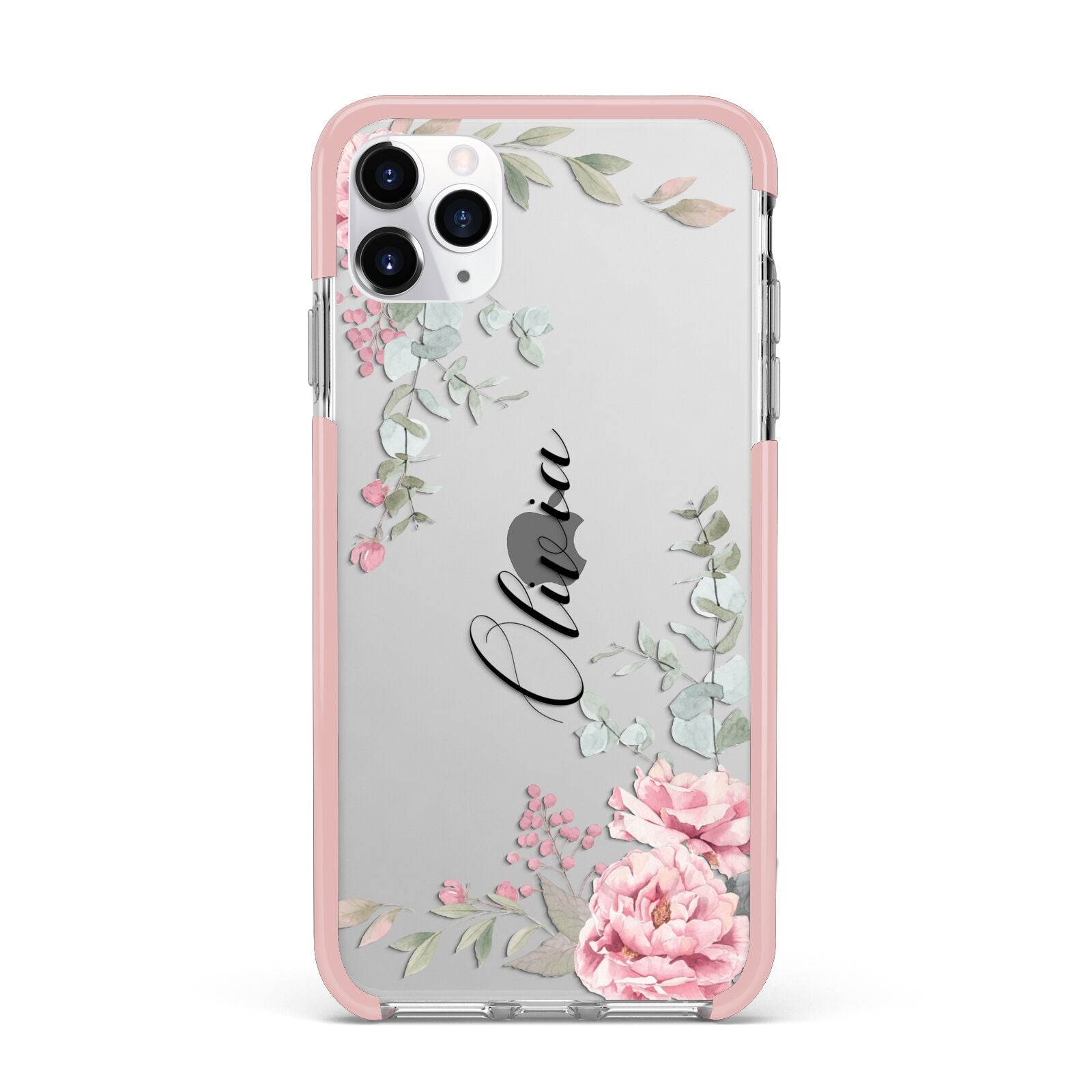 Custom Decorative Floral iPhone 11 Pro Max Impact Pink Edge Case