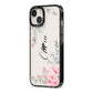 Custom Decorative Floral iPhone 13 Black Impact Case Side Angle on Silver phone