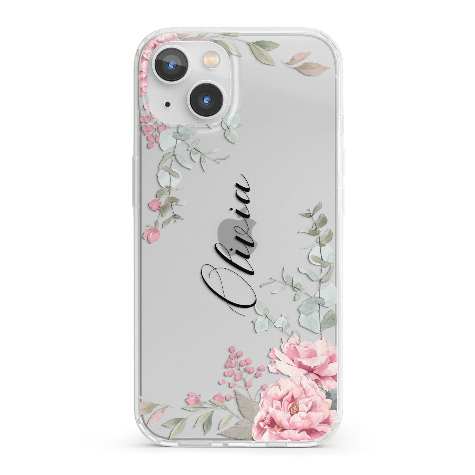 Custom Decorative Floral iPhone 13 Clear Bumper Case