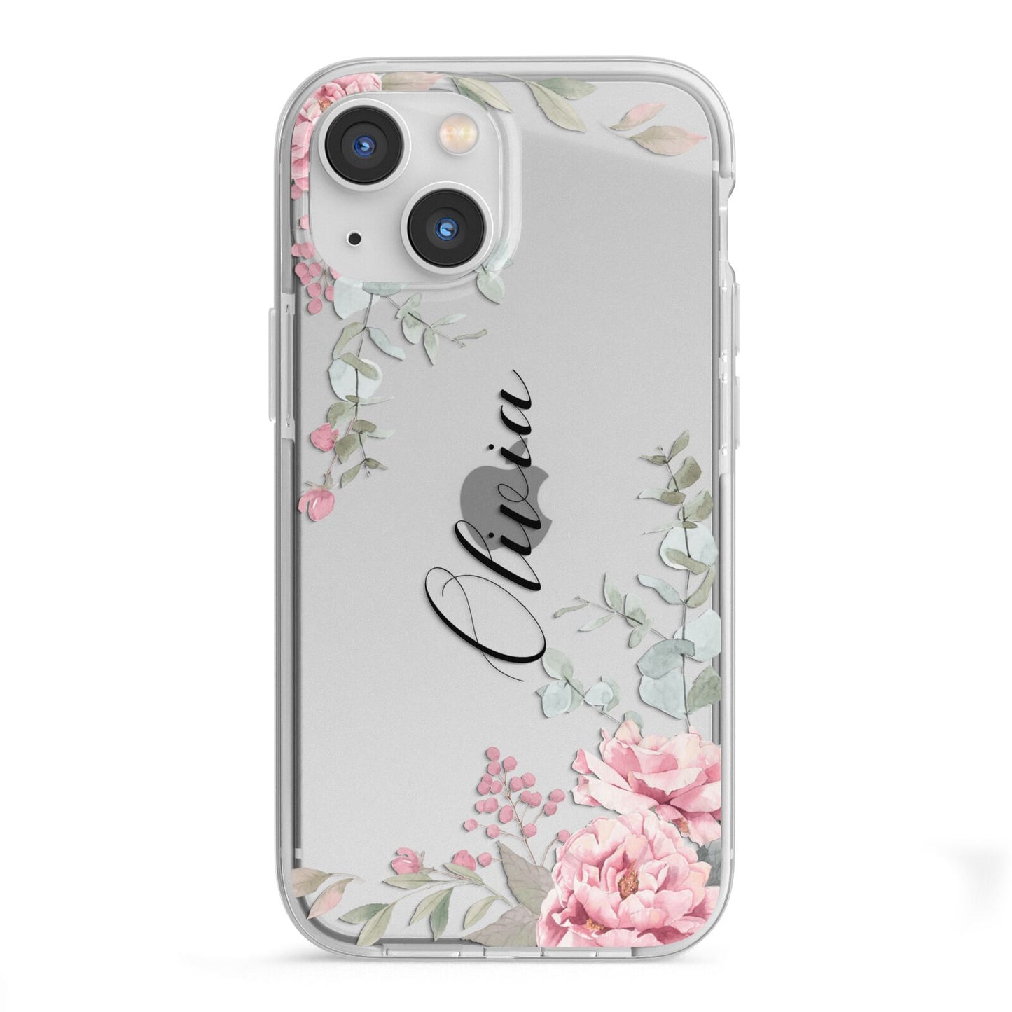 Custom Decorative Floral iPhone 13 Mini TPU Impact Case with White Edges