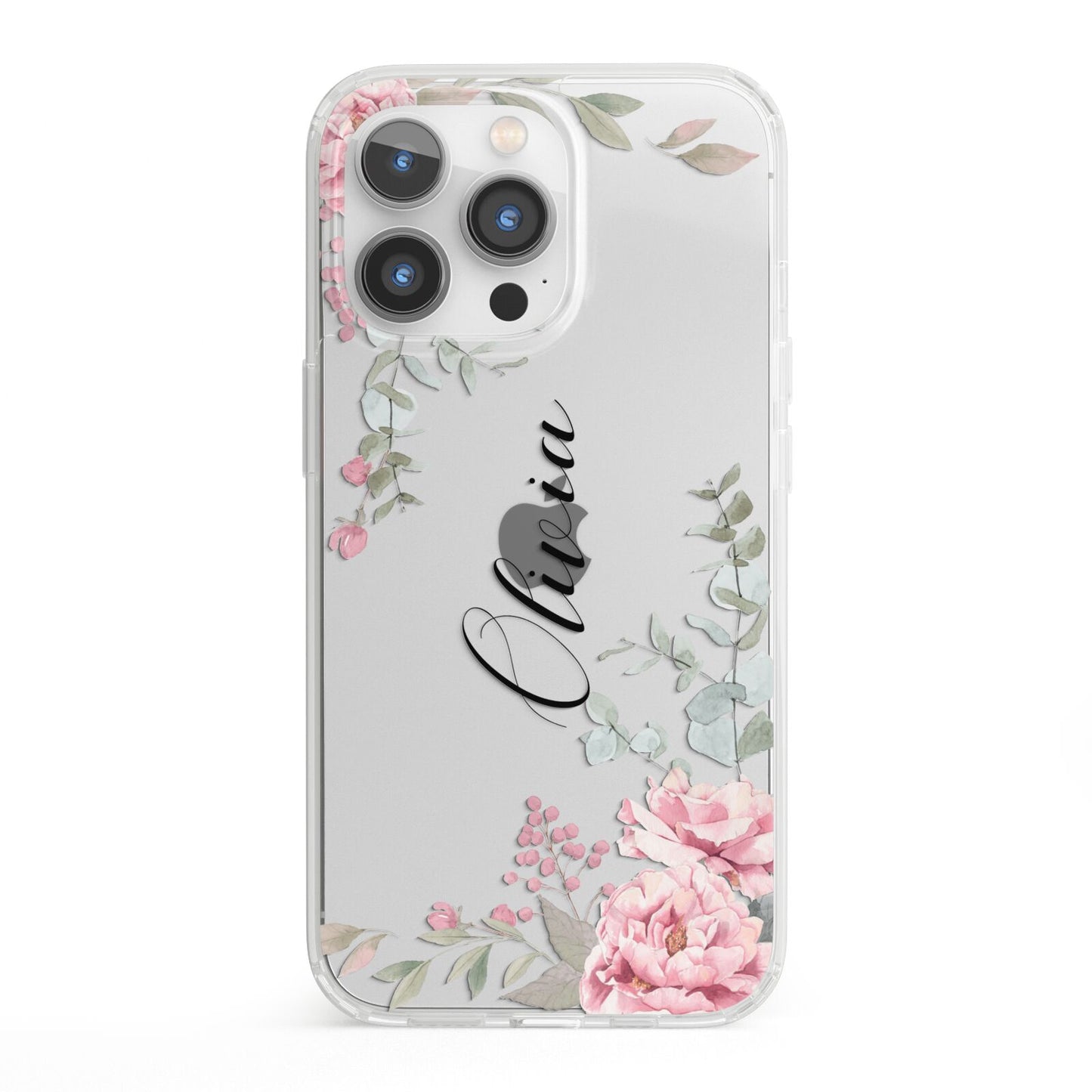 Custom Decorative Floral iPhone 13 Pro Clear Bumper Case