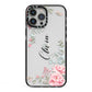 Custom Decorative Floral iPhone 13 Pro Max Black Impact Case on Silver phone