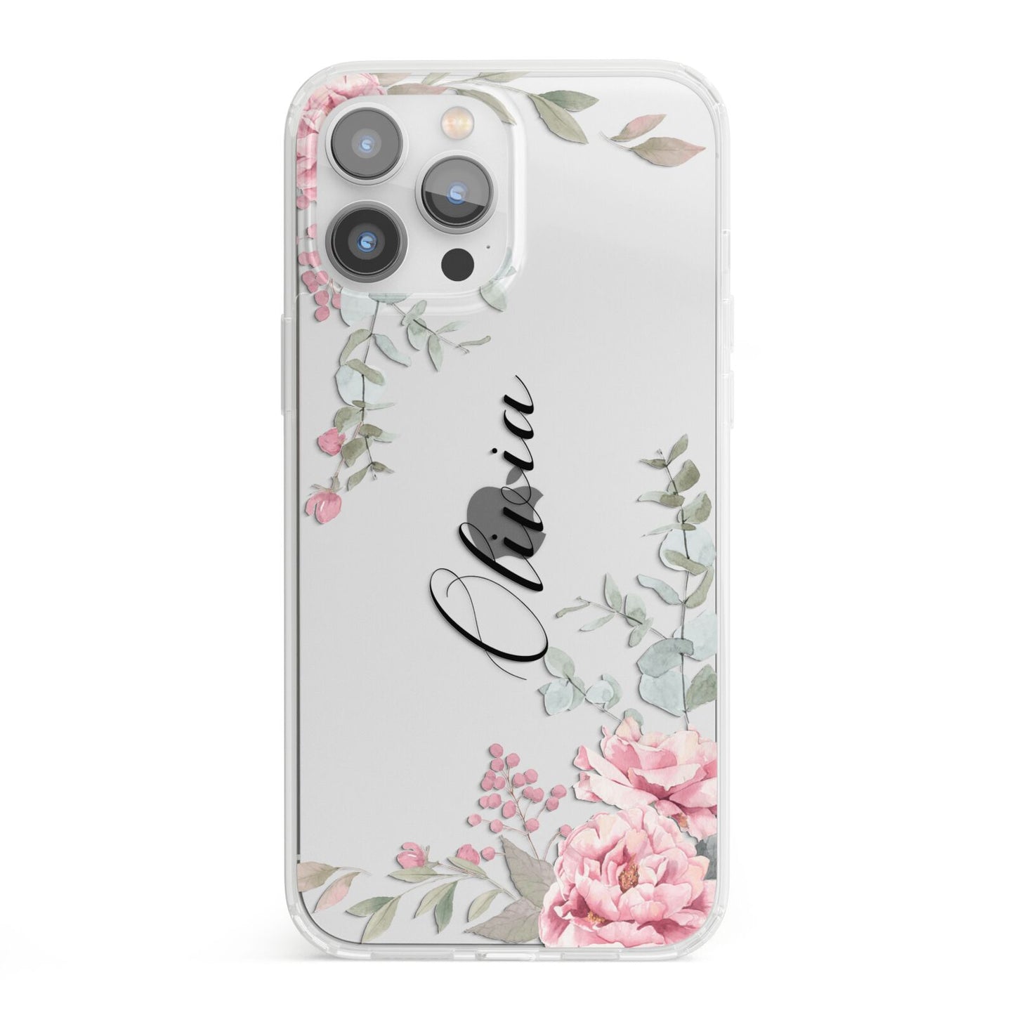 Custom Decorative Floral iPhone 13 Pro Max Clear Bumper Case