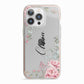 Custom Decorative Floral iPhone 13 Pro TPU Impact Case with Pink Edges