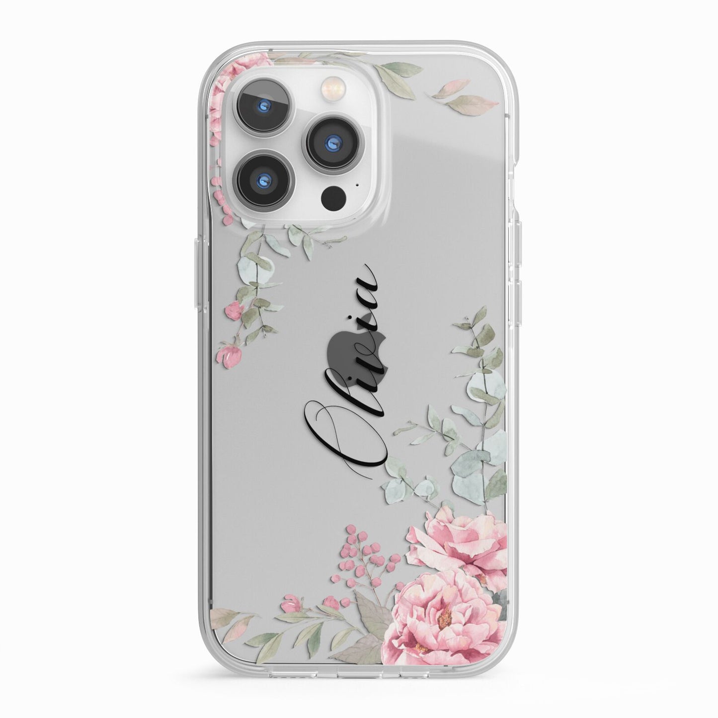 Custom Decorative Floral iPhone 13 Pro TPU Impact Case with White Edges