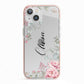 Custom Decorative Floral iPhone 13 TPU Impact Case with Pink Edges