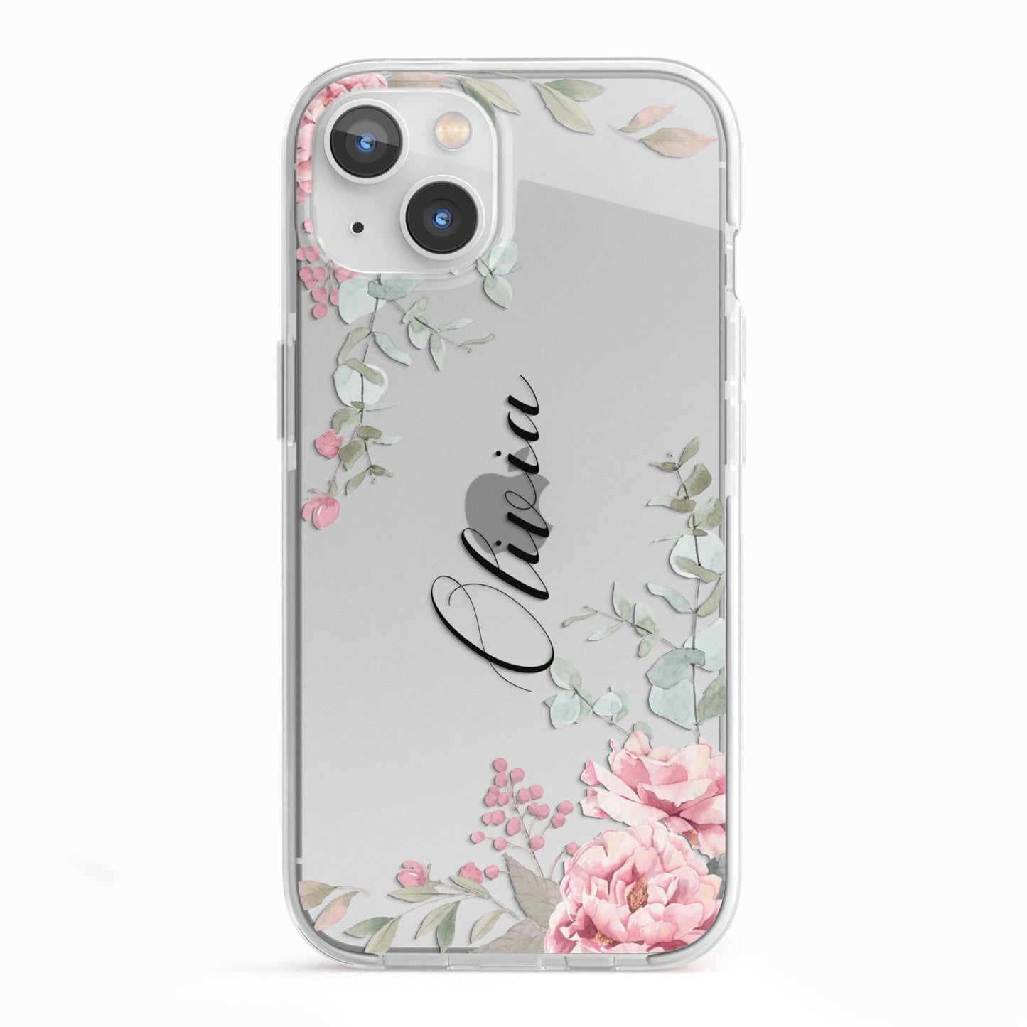 Custom Decorative Floral iPhone 13 TPU Impact Case with White Edges