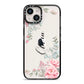 Custom Decorative Floral iPhone 14 Black Impact Case on Silver phone