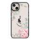 Custom Decorative Floral iPhone 14 Plus Black Impact Case on Silver phone