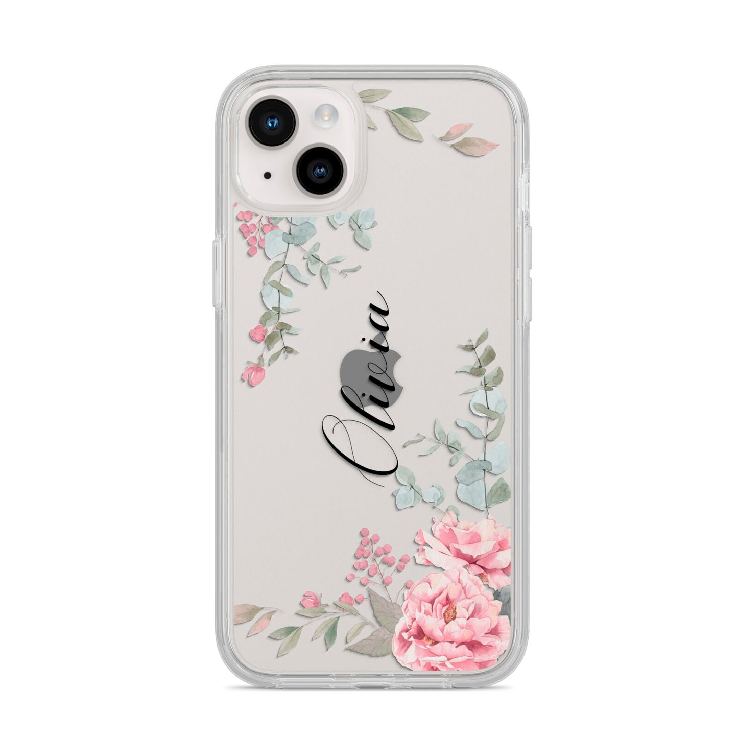 Custom Decorative Floral iPhone 14 Plus Clear Tough Case Starlight