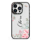 Custom Decorative Floral iPhone 14 Pro Black Impact Case on Silver phone