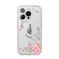 Custom Decorative Floral iPhone 14 Pro Clear Tough Case Silver