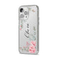 Custom Decorative Floral iPhone 14 Pro Max Clear Tough Case Silver Angled Image