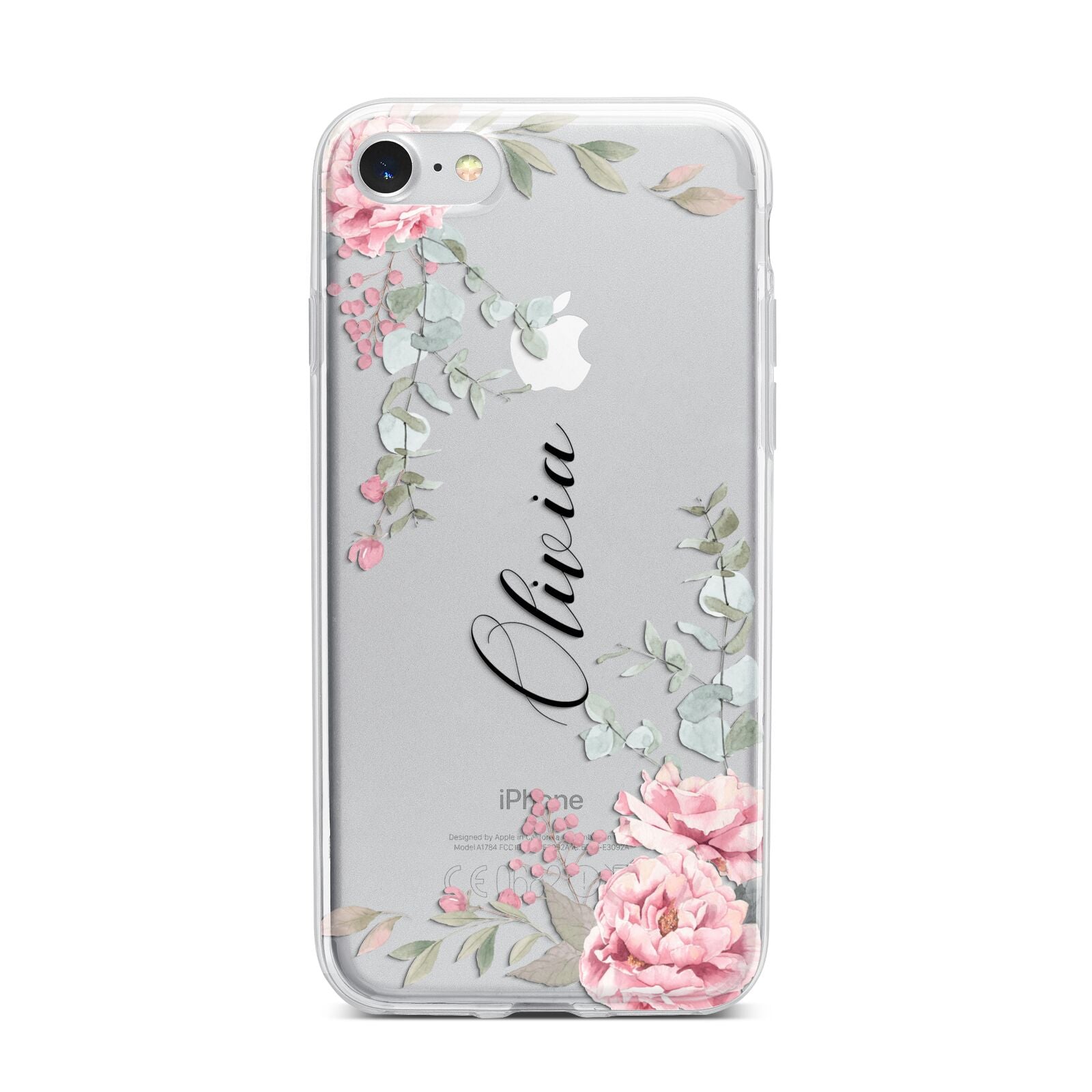 Custom Decorative Floral iPhone 7 Bumper Case on Silver iPhone