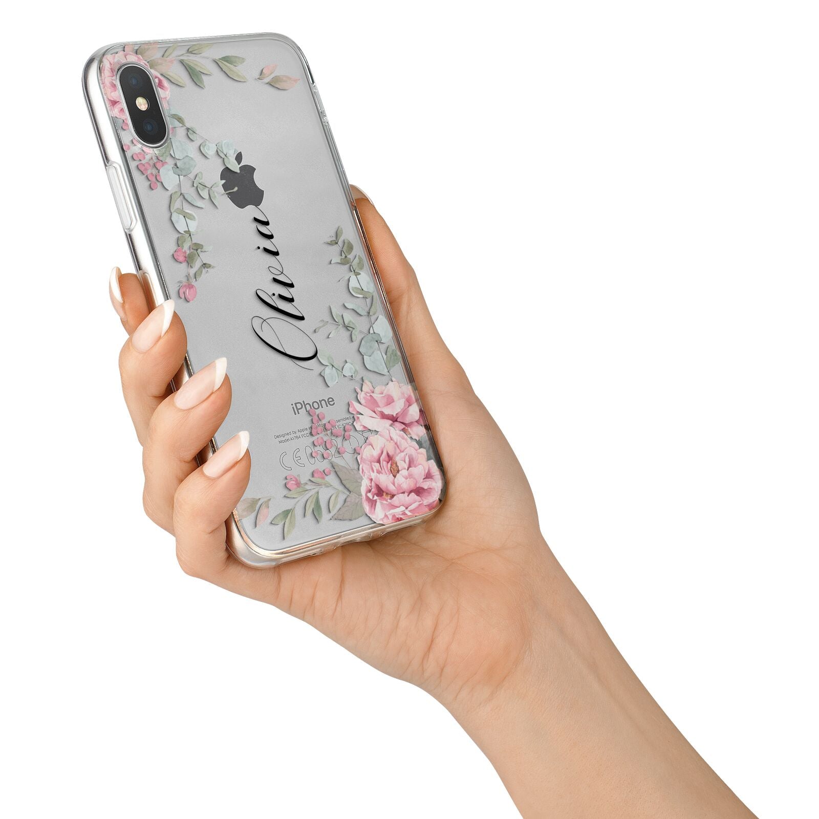 Custom Decorative Floral iPhone X Bumper Case on Silver iPhone Alternative Image 2