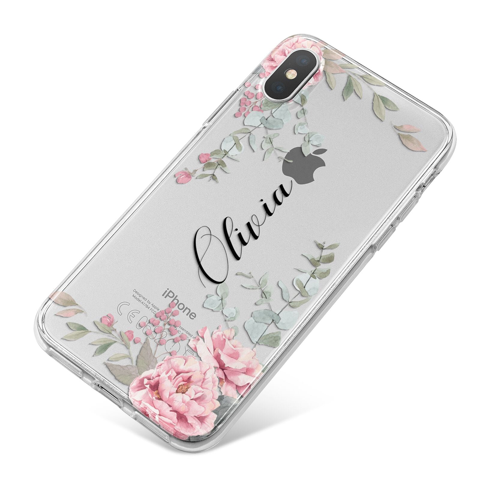 Custom Decorative Floral iPhone X Bumper Case on Silver iPhone