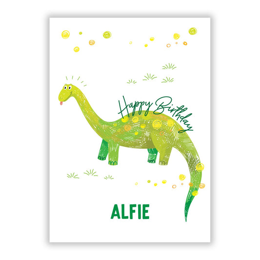 Custom Dinosaur A5 Flat Greetings Card
