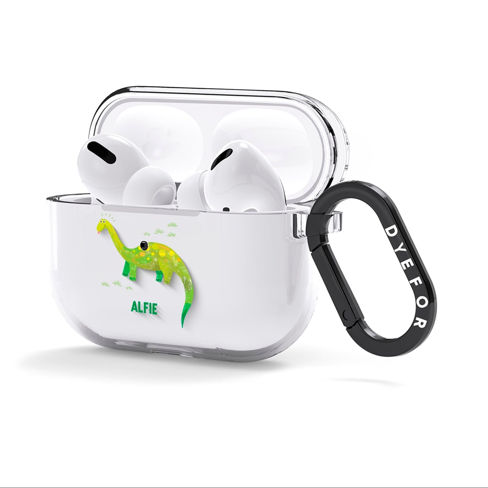 Custom Dinosaur AirPods Clear Case 3rd Gen Side Image