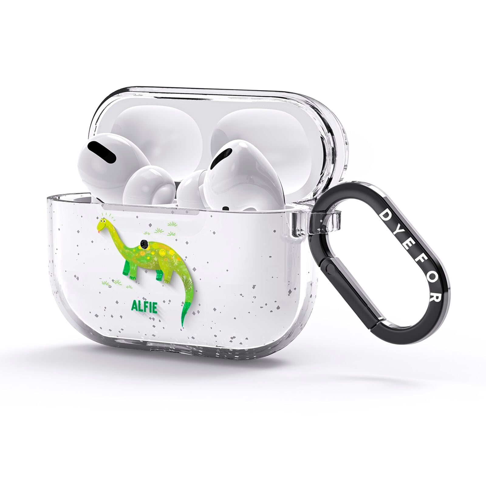 Custom Dinosaur AirPods Glitter Case 3rd Gen Side Image