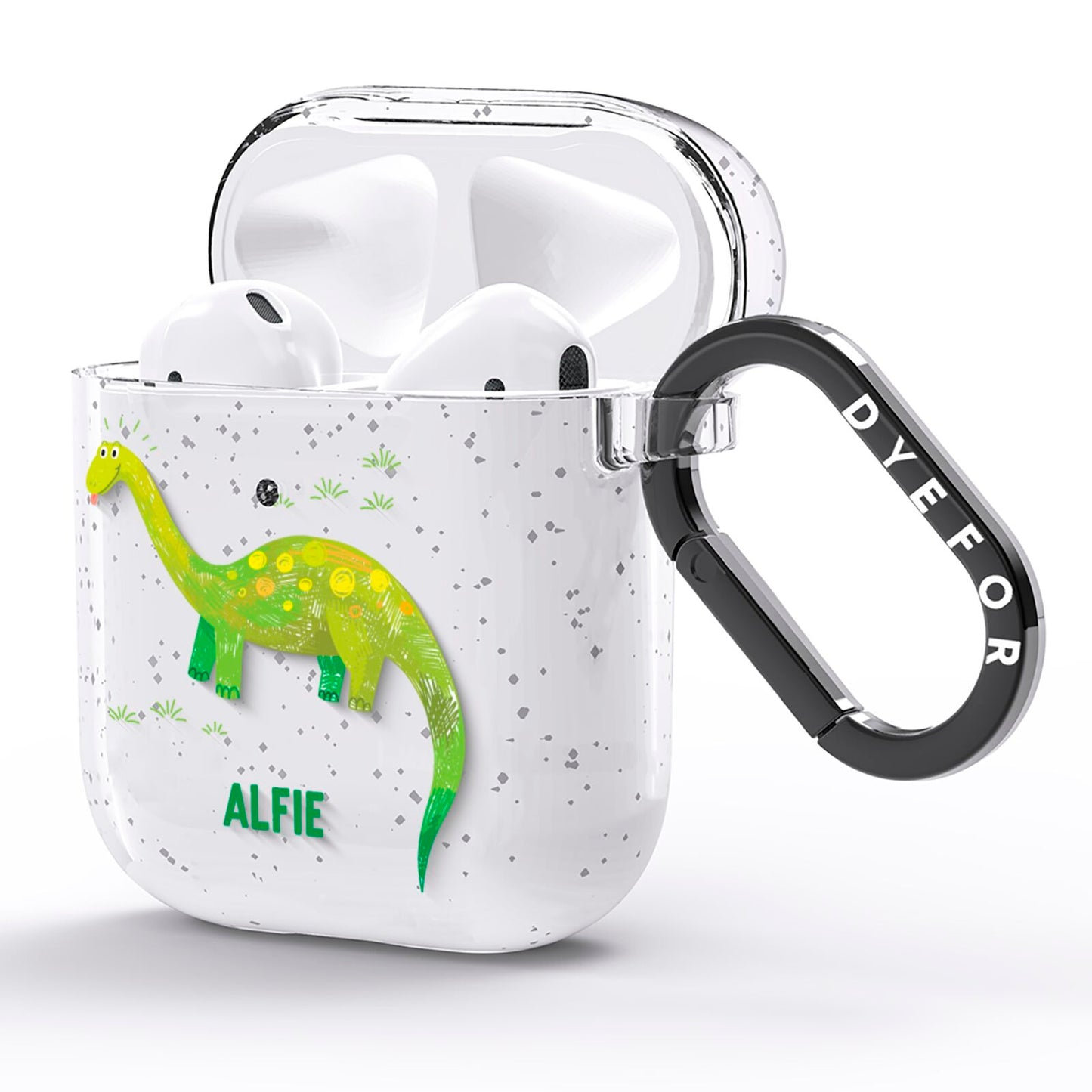 Custom Dinosaur AirPods Glitter Case Side Image