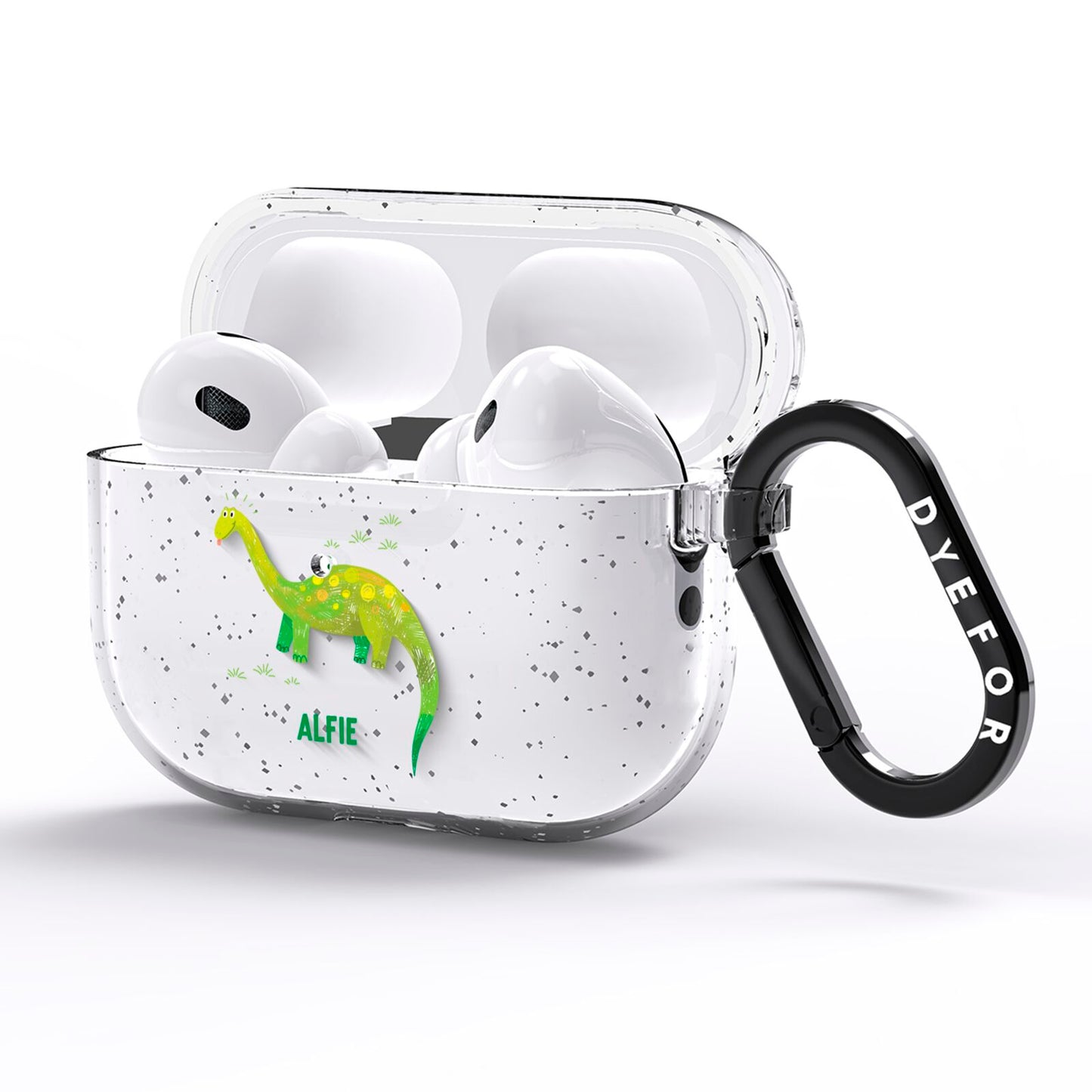 Custom Dinosaur AirPods Pro Glitter Case Side Image