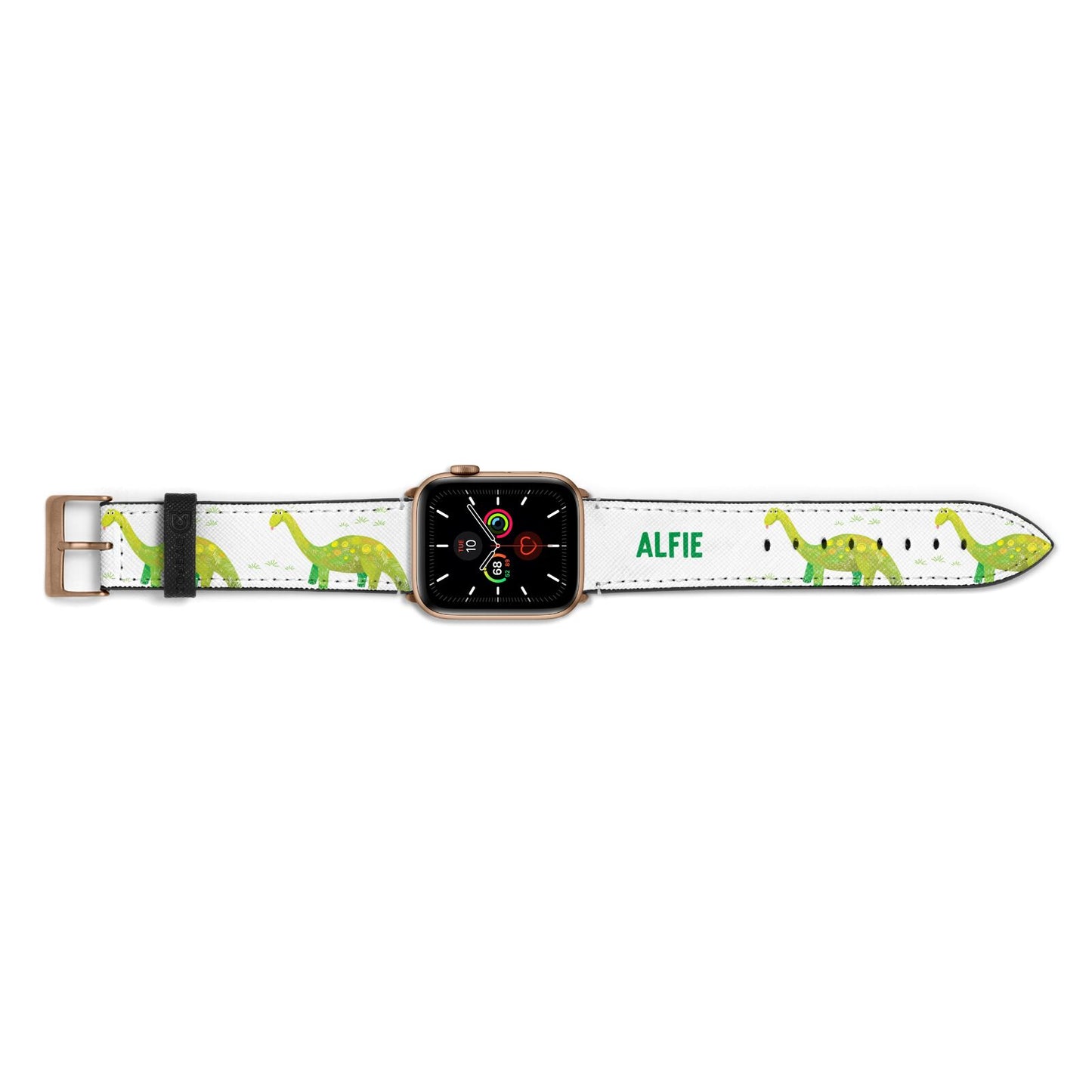 Custom Dinosaur Apple Watch Strap Landscape Image Gold Hardware