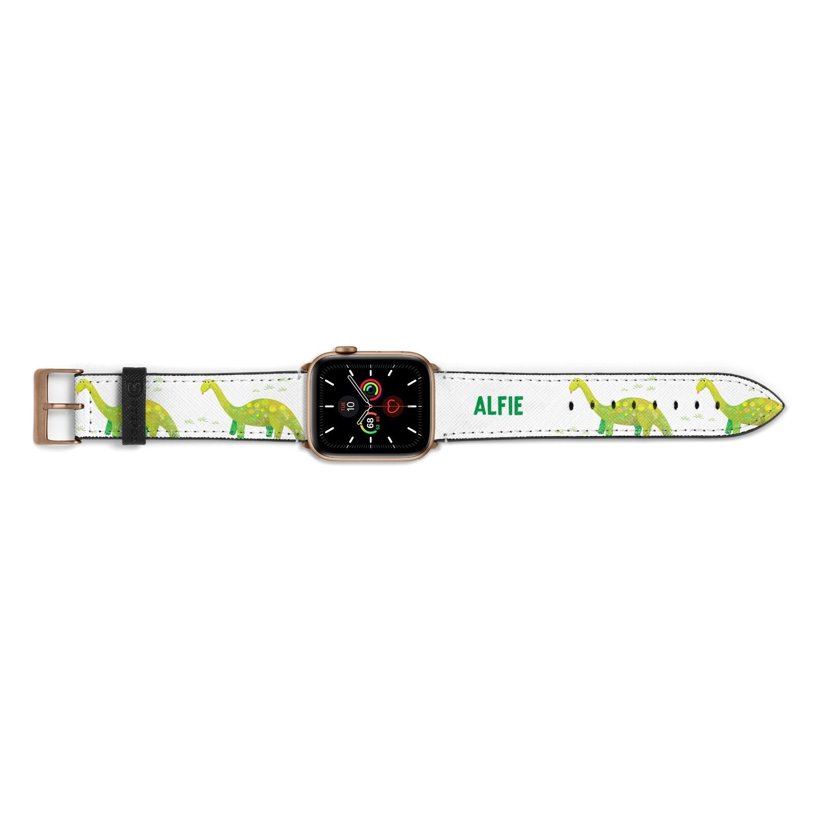 Custom Dinosaur Apple Watch Strap Landscape Image Gold Hardware