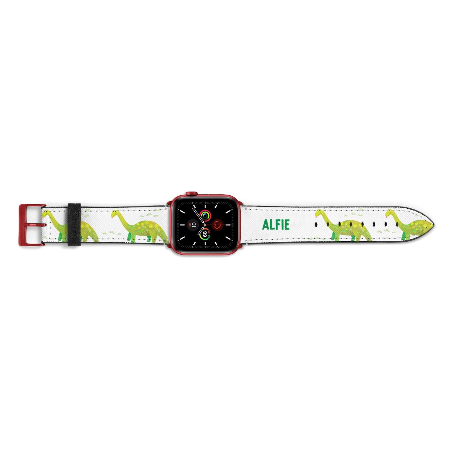 Custom Dinosaur Apple Watch Strap Landscape Image Red Hardware