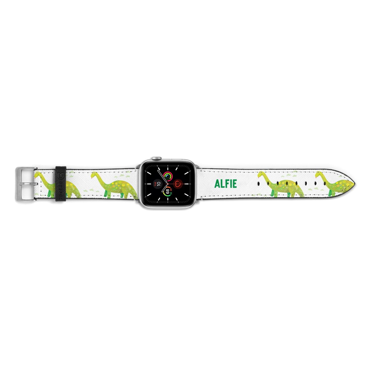 Custom Dinosaur Apple Watch Strap Landscape Image Silver Hardware