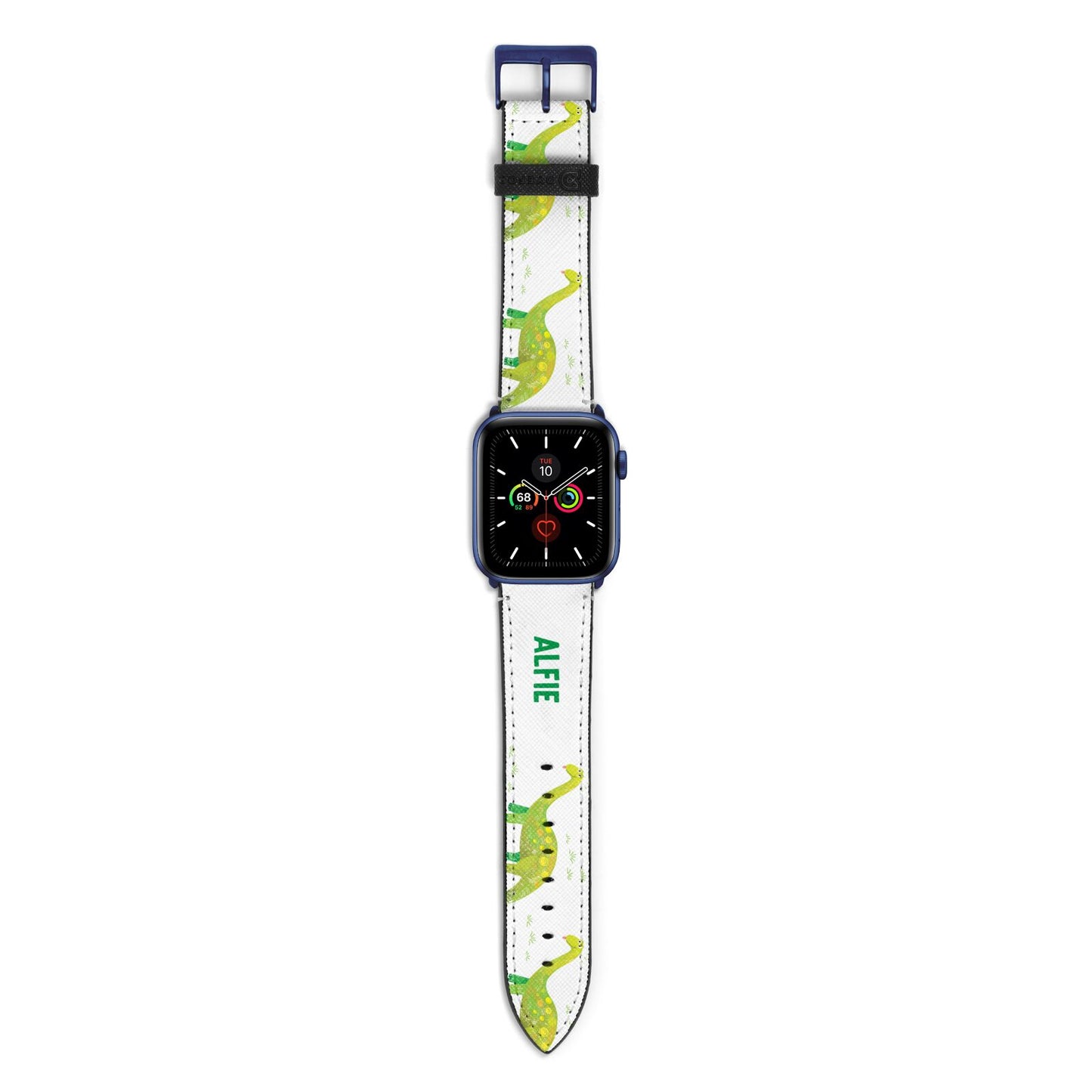 Custom Dinosaur Apple Watch Strap with Blue Hardware