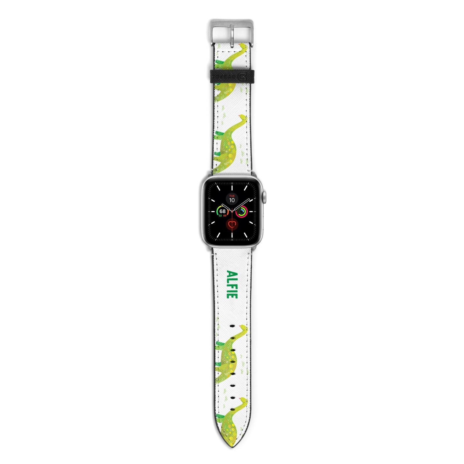 Custom Dinosaur Apple Watch Strap with Silver Hardware