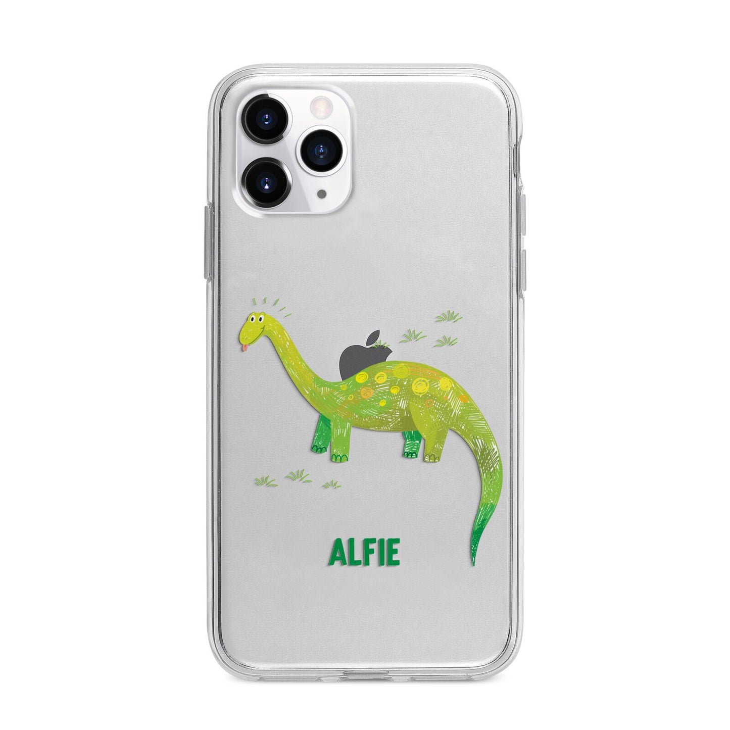 Custom Dinosaur Apple iPhone 11 Pro Max in Silver with Bumper Case