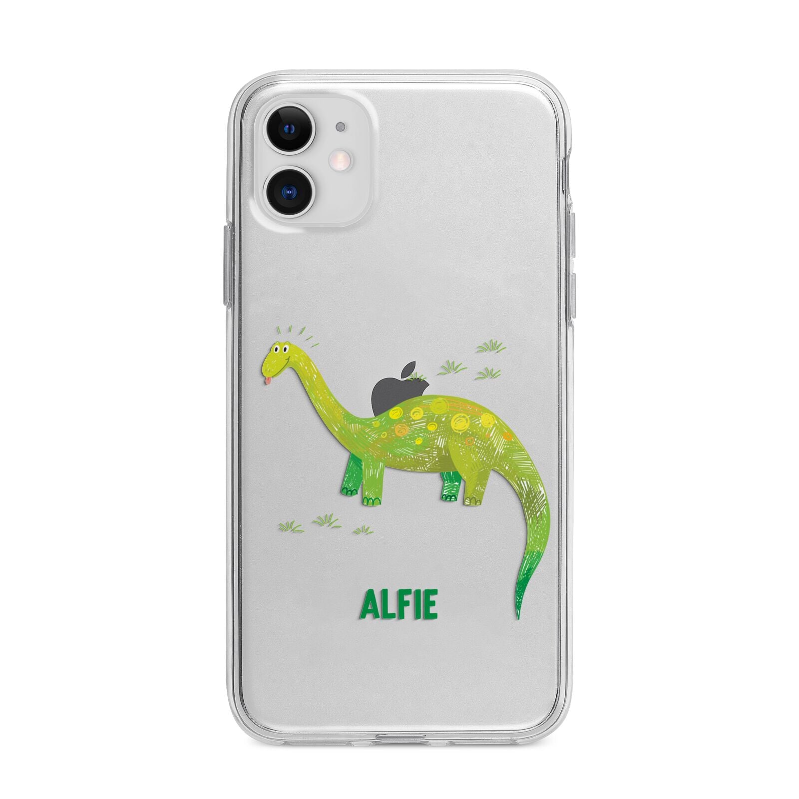 Custom Dinosaur Apple iPhone 11 in White with Bumper Case