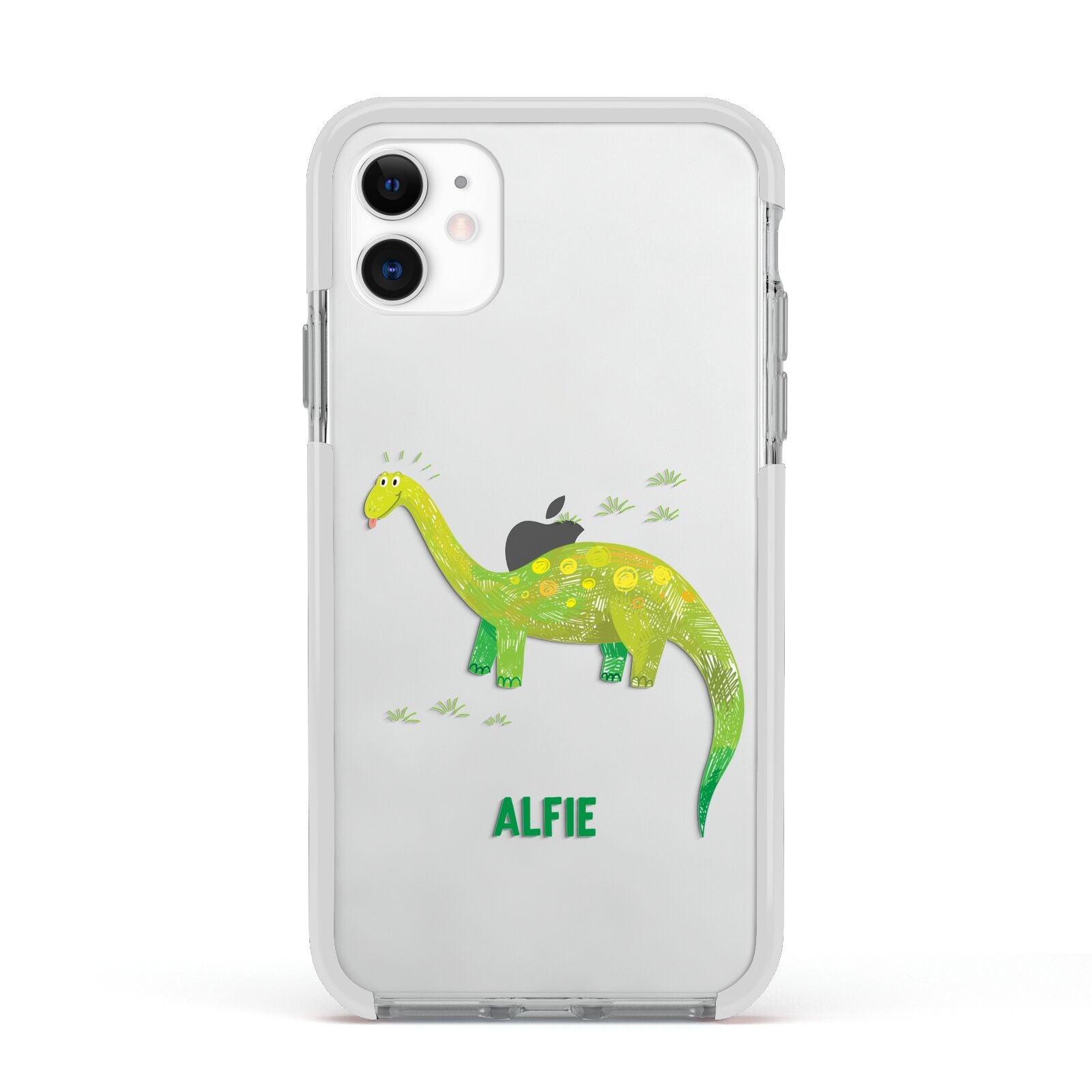 Custom Dinosaur Apple iPhone 11 in White with White Impact Case