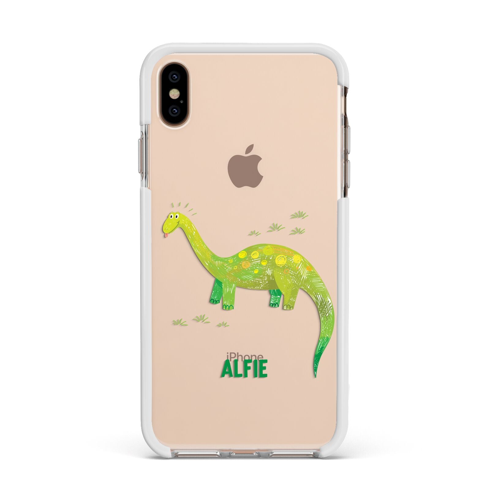 Custom Dinosaur Apple iPhone Xs Max Impact Case White Edge on Gold Phone