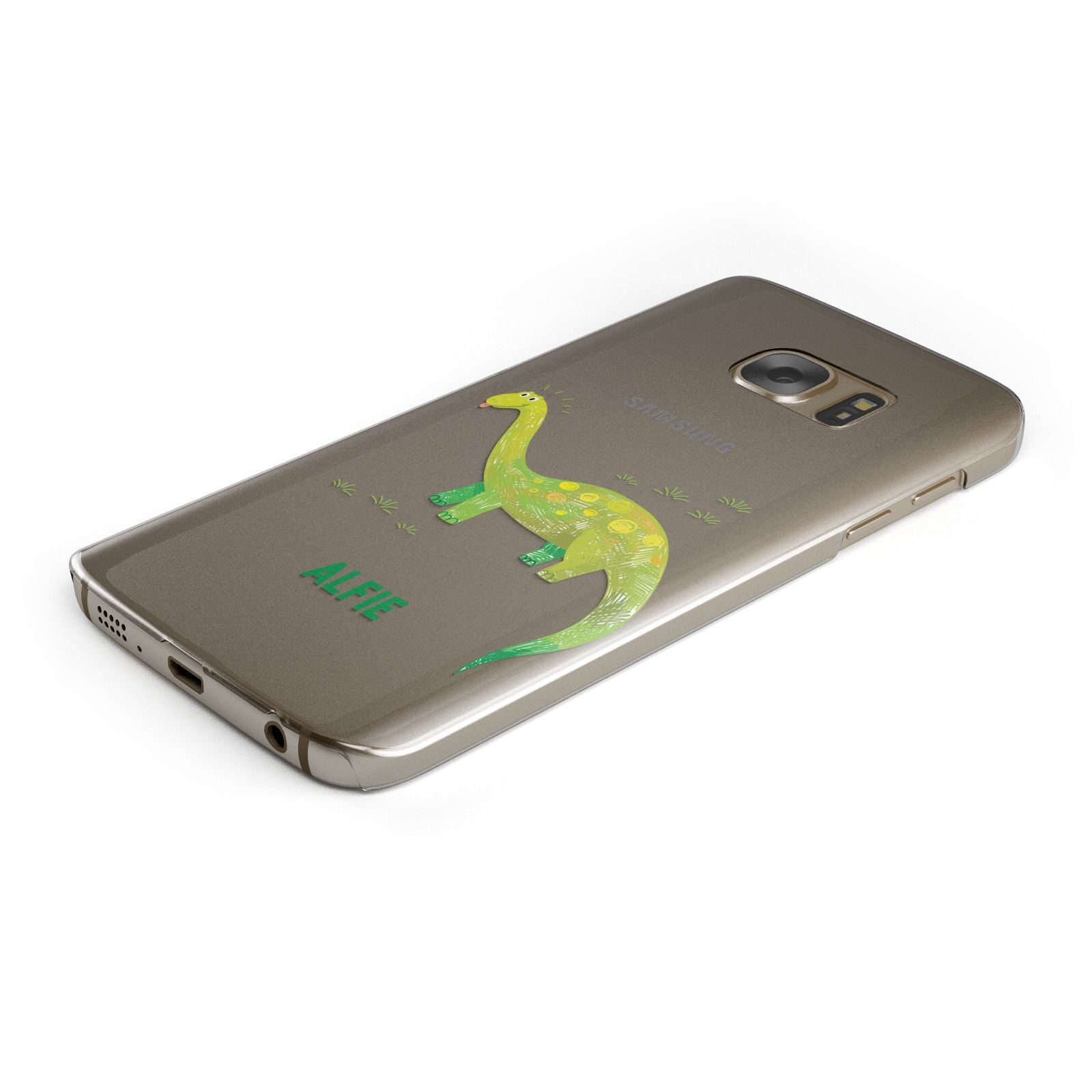 Custom Dinosaur Protective Samsung Galaxy Case Angled Image